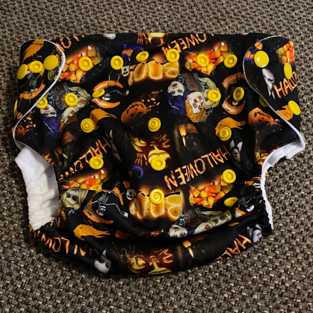 Chic White Diaper Cover with Yellow Accents